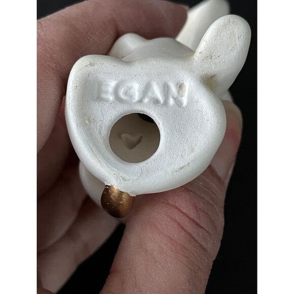 Vintage EGAN Adorable Puppy Dog Ceramic Porcelain Figurine Ivory & Gold - Picture 7 of 7